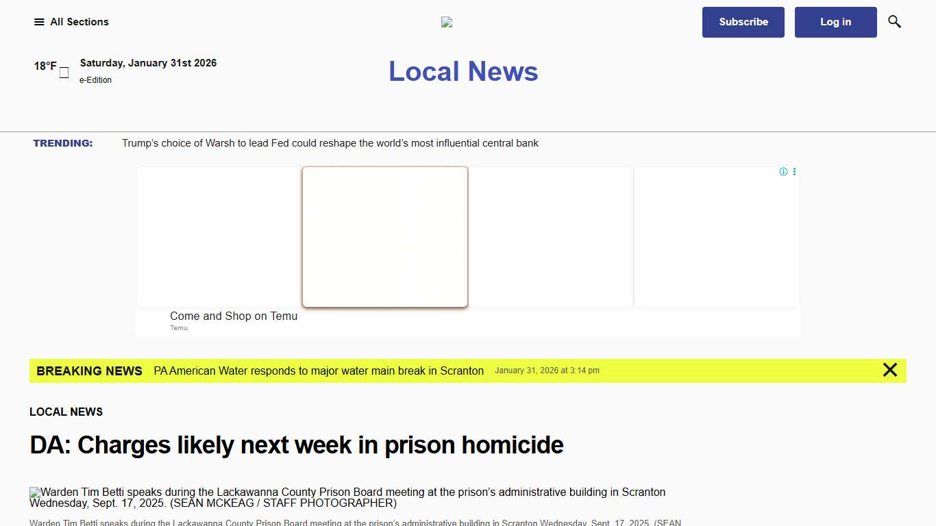 DA: Charges likely next week in prison homicide